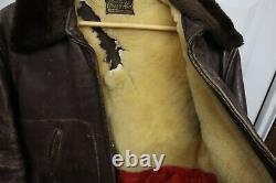 Vintage Used 1960's Genuine Brown Horse Hide Leather Jacket Tone Liner USA
