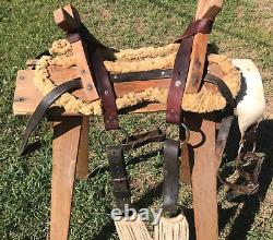 Vintage Used Pack Saddle Sawbuck sheepskin covered tree Tack horse/mule packing