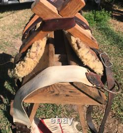 Vintage Used Pack Saddle Sawbuck sheepskin covered tree Tack horse/mule packing