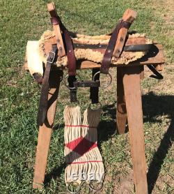 Vintage Used Pack Saddle Sawbuck sheepskin covered tree Tack horse/mule packing