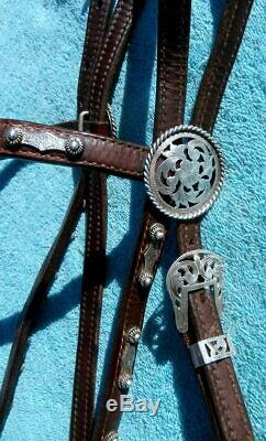 Vintage Victor Leather Goods Filagree Sterling Silver Horse Show Headstall