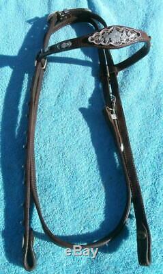 Vintage Victor Leather Goods Filagree Sterling Silver Horse Show Headstall