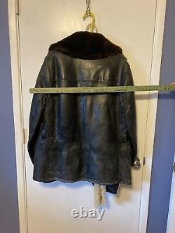 Vintage WWI Era Horse Hide & Beaver Fur Men's Leather Jacket- Large-Poor