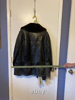 Vintage WWI Era Horse Hide & Beaver Fur Men's Leather Jacket- Large-Poor