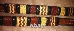 Vintage Weighted Braided Split Leather Western Show Cow Horse Headstall Reins