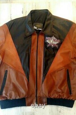Vintage Western AMIGO'S PAINT WORLD Leather Jacket Coat Horse Ft Worth TX Large