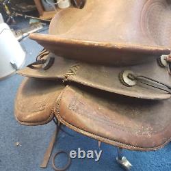 Vintage Western Brown Leather Cowboy Horse Saddle Tooled