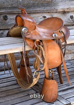 Vintage Western Child's Pony Horse Riding Saddle 11 with Tapadero Stirrups