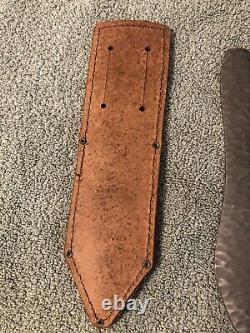 Vintage Western Chip Flint Hammered Crazy Horse Throwing Knife with Leather Sheath