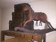 Vintage Western Devore Wooden Rocking Horse And Leather Luggage