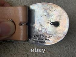 Vintage Western Horse Belt Buckle 1/10 12k GF gold filled leather 34 belt