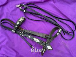 Vintage Western Horse Black Leather PARADE Bridle & Breast Collar Set