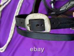 Vintage Western Horse Black Leather PARADE Bridle w Crocket Renalde Bit & Reins