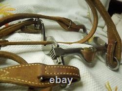 Vintage Western Horse Headstall Sliester Roller Bit, Split Reins, Double Stiched