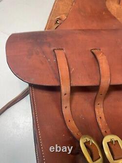 Vintage Western Horse Leather Saddle Bags Trail Tooling Carving Ride Stamped