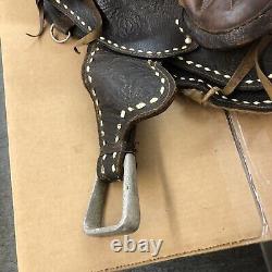 Vintage Western Horse/Pony Miniature Leather 9 Saddle For Toddler. 5 Pounds