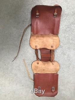 Vintage Western Leather Cowboy Trail Ride Horse Saddle Bags Rustic Brown