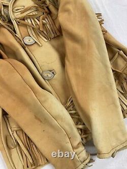 Vintage Western Leather Fringe Tassle Jacket Womens Large Embroidered Horse