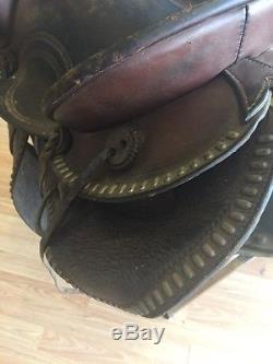 Vintage Western Leather Horse Riding Saddle Fresh Barn Find 2 Pieces Nice Rare