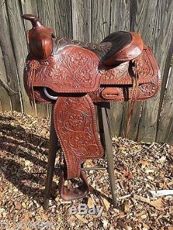 Vintage Western Leather Horse Saddle Bar Stool / Rustic Decor/ Big Horn Barstool
