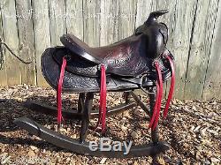 Vintage Western Leather Horse Saddle Rocker / Rustic Decor / Kids Gaming Chair