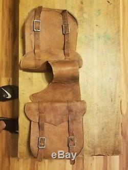 Vintage Western Saddle Bags Tan Leather Cowboy Trail Horse Tack Soft Leather