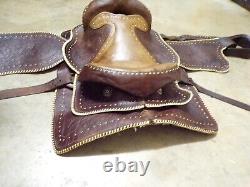 Vintage Western horse saddle TOOLED leather and laced 636