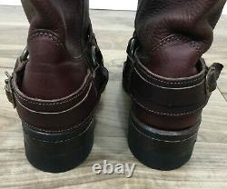 Vintage Women's Frye Belted Harness Oiled Leather Boots Distressed Moto 9m USA