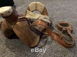 Vintage Wood & Leather Horse Mule Saddle