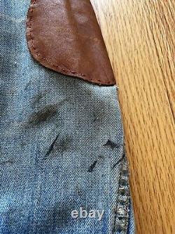 Vintage Wrangler Jacket Blue Jean coat Button Down riding horse rare leather