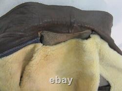 Vintage Ww2 French Resistance Army Horse Leather Jacket Size M Sheepskin Liner