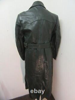 Vintage Ww2 Striwa German Officers Heavy Horse Leather Trench Coat Jacket Size M