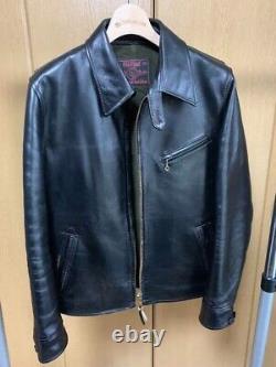 Vintage Y'2 Leather Old Chief Single Riders Jacket Horse Hide Black Size L F/S