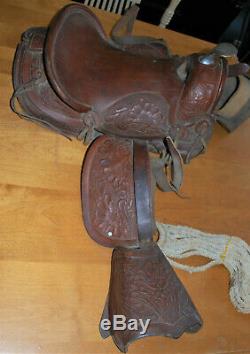 Vintage Youth Child 12 Premium Leather Western Barrel Racing Pony Horse Saddle