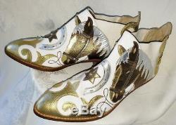 Vintage Zalo Ankle Boots Horse Head Cowgirl Western Southwestern Novelty Gold