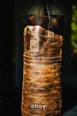 Vintage crazy horse pure leather punching bag, Cowhide sand bag, heavy bag