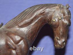 Vintage hand made leather horse statuette