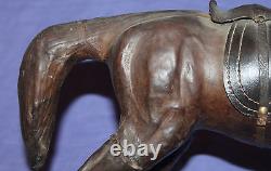 Vintage hand made leather horse statuette