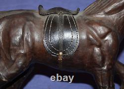 Vintage hand made leather horse statuette