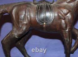 Vintage hand made leather horse statuette