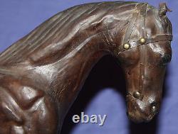 Vintage hand made leather horse statuette