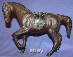 Vintage hand made leather horse statuette