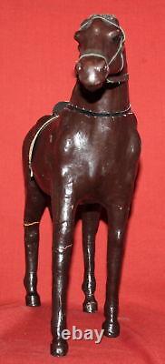 Vintage hand made leather horse statuette