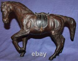 Vintage hand made leather horse statuette