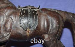 Vintage hand made leather horse statuette