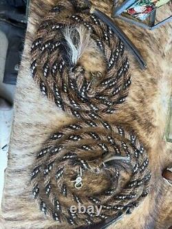 Vintage horsehair Split Reins W Leather Poppers