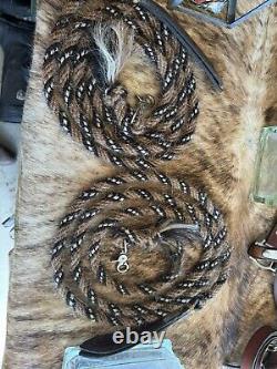 Vintage horsehair Split Reins W Leather Poppers