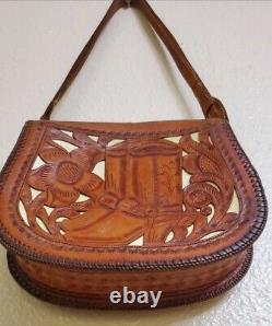 Vintage leather Horse Hand Tooled Purse/Handbag/Crossbag Western Cowboy Handmade