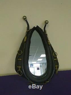 Vintage leather horse collar mirror Western decor