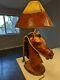 Vintage leather horse head table lamp